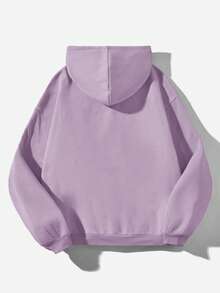 Attitoon Summer Simple Casual Solid Color Pullover Hooded Long Sleeve Fall And Winter Sweatshirt Without Drawstring Oversize - Mauve Purple - View 3