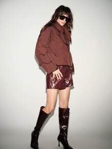 Lumivelle Women's Burgundy Wrap Scarf & Short Down Jacket, Warm For Winter