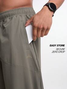 Pantalones holgados con cintura elástica y bolsillos, otoño - Verde militar - Ver 3