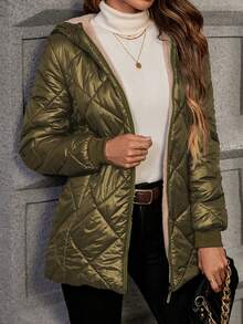 Aveloria Modichic 休闲简约加厚保暖聚酯纤维填充合成保暖冬装外套/羽绒服/连帽羽绒服 - 綠色 - 查看 3