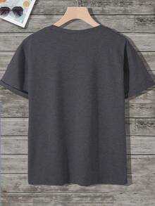 Camiseta básica de manga corta y cuello redondo para hombre con gráfico minimalista y creativo de un lindo capibara - Gris - Ver 2
