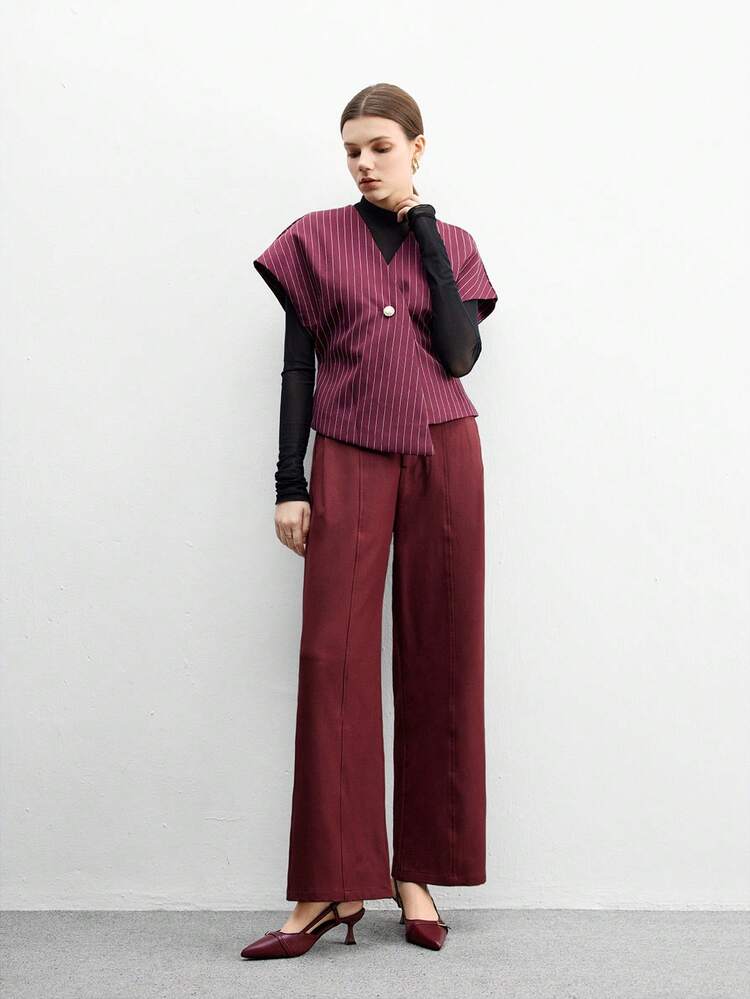 CUCCOO BIZCHIC Women's Pointed Toe Mid-Heel Burgundy Fashion Commuter Versatile Backless Daily Outing Work Pumps For Christmas Spring Shoes