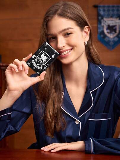 HARRY POTTER X SHEIN FanGlow 1PC Black Rectangular Stainless Steel Desktop Printed Makeup Mirror Magical Creature Red Phoenix Theme Rebirth And Hope Portable Compact Pocket Bag Handheld Travel Home Desk Decoration Gift For Friends Sisters