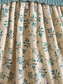 年轻女孩柔软舒适的针织毛衣裙，休闲领口拼接设计，适合日常穿着、外出、旅行、度假、居家、日托和儿童玩耍 - 綠色 - 查看 8