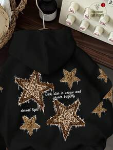 Attitoon Felpa nera a maniche lunghe con stampa grafica di stelle in stile minimalista casual, adatta per autunno/inverno, vintage, sexy, carina, stile Y2K, coconut girl, boho, hippie, festival musicali - Multicolore - Visualizzare 3