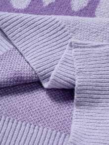 Claim Dot 男士火焰图案圆领长袖休闲宽松针织毛衣，秋冬 - 淡紫色 - 查看 6