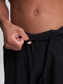 Men's Drawstring Waist Loose Fit Jogger Pants - Black - View 3