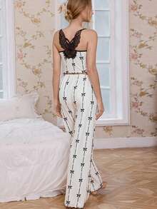 CottageSlumber Bộ đồ ngủ nữ ôm sát họa tiết bướm dây mảnh - trắng - Xem 3