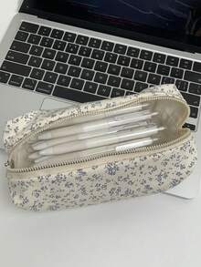 1个蓝紫色铅笔袋，ins风文具袋，多功能化妆品收纳包，可爱多功能储物袋，铅笔盒，化妆包，适用于学校、文具、化妆品、护肤品、口红、刷子、硬币、小物件，返校必备 - 淺藍色 - 查看 9