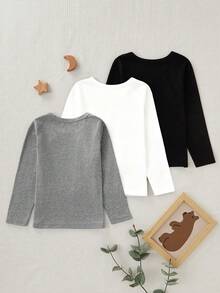 SHEIN 3pcs/Set Boys Thermal Underwear Long Sleeve Base Layer Set - Multicolor - View 2