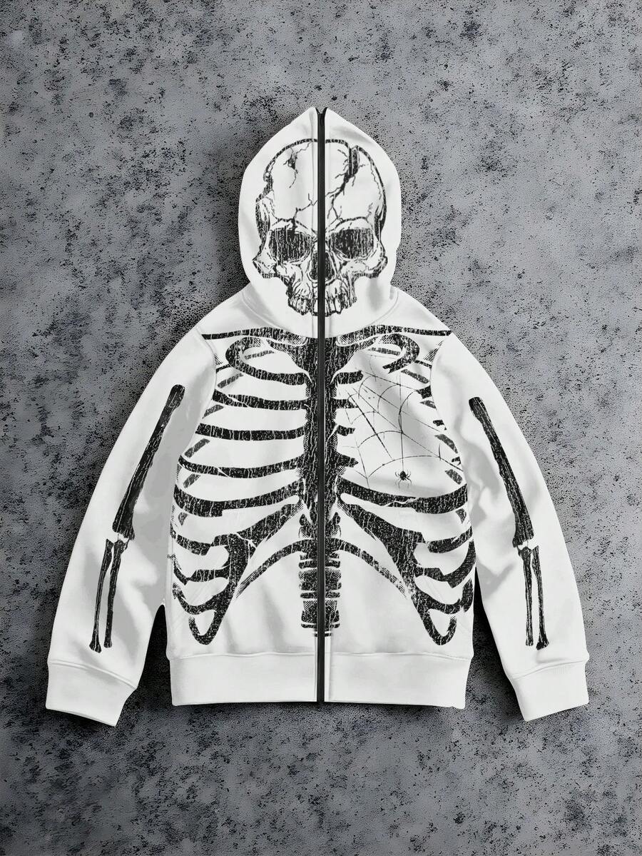 GENIUS ODE 男士数码印花拉链连帽卫衣，长袖上衣 - 彩色 - 查看 1