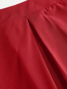 EMERY ROSE Plus Size Solid Color Skirt With Pockets Women Maxi Skirt - Red - View 5