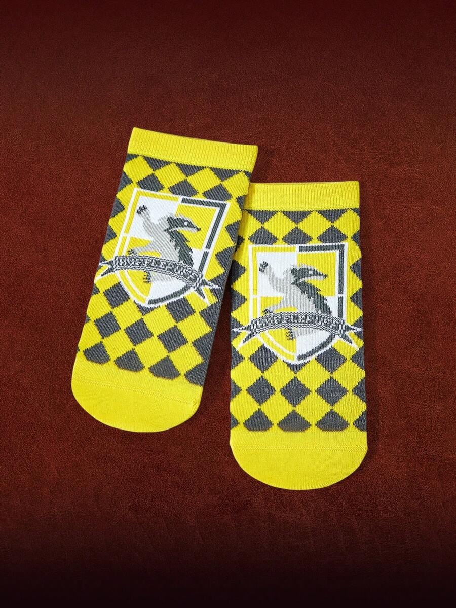 HARRY POTTER X SHEIN 1 Pair Women Argyle & Letter Pattern Ankle Socks