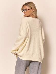 MUSERA Fluffy Knit Oversized Crew Neck Jumper Autumn Winter Fall Loungewear Cosy Christmas  Work Cute Elegant Casual Evening