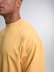 Men's Casual Loose Fit Crew Neck Long Sleeve T-Shirt, Versatile - Yellow - View 3