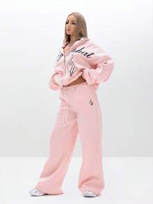 BABYPHAT Baggy Sweatpants For Casual Comfort Loungewear Wide Leg Drawstring Waist Pants - Pink - View 7