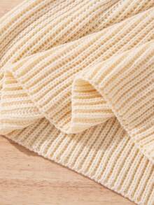 SHEIN Vestido de punto con cuello alto y estampado geométrico para niña, informal para otoño/invierno - Beis - Ver 8