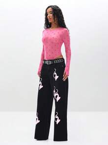 BABYPHAT Quần Jeans Baggy Fit Vintage Wash Có Chi Tiết Đính Quần Ống Rộng Cho Phong Cách Đường Phố Thường Ngày - màu đen - Xem 3