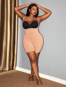 Hourglow Plus Size Women's Basic Seamless Jumpsuit - Apricot - View 6