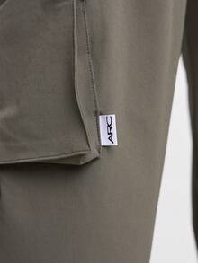 Pantalones holgados con cintura elástica y bolsillos, otoño - Verde militar - Ver 5