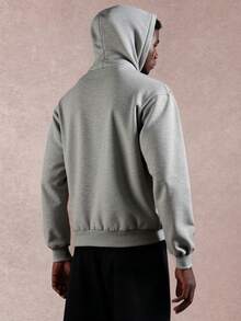 SUMWON Gothic Letter Print Zip-Up Hoodie With Cross Embellishments For Winter Casual - Grey - View 3