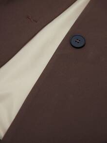 GENKIRA 女式现代设计拼色翻领拼布解构休闲长袖西装外套 - 卡其色 - 查看 7