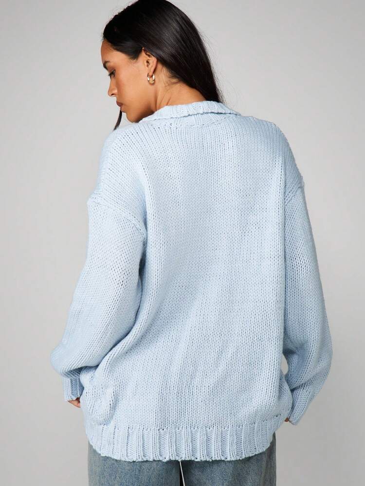 MISSGUIDED Cárdigan de punto grueso con botones y hombros caídos, un suéter acogedor para otoño e invierno