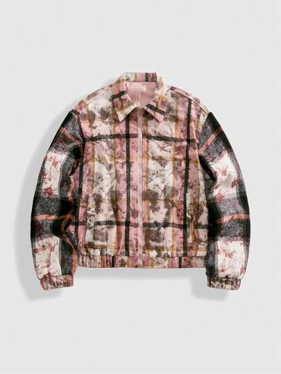 Street Life Men's Casual Plaid Patchwork Wool Blend Jacket, Autumn/Winter