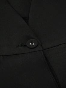 Rometta Plus Size Deep V-Neck Ruffle Trim Hem Waistcoat Graduation,Back To School,Teacher Outfits For Women - Black - View 4