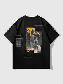 Manfinity Roughcore 4pcs/Set Men's Casual Graphic Print T-Shirts,Short Sleeve Crew Neck,Geometric Pattern,Regular Fit,Black,Summer,Casual,Streetwear,City Break Wear - Black - View 5