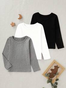 SHEIN 3pcs/Set Boys Thermal Underwear Long Sleeve Base Layer Set - Multicolor - View 3