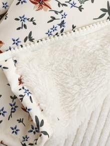 SHEIN 女婴可爱休闲花卉图案连帽拉链加厚长袖夹克，适合秋冬季日常穿着 - 彩色 - 查看 5