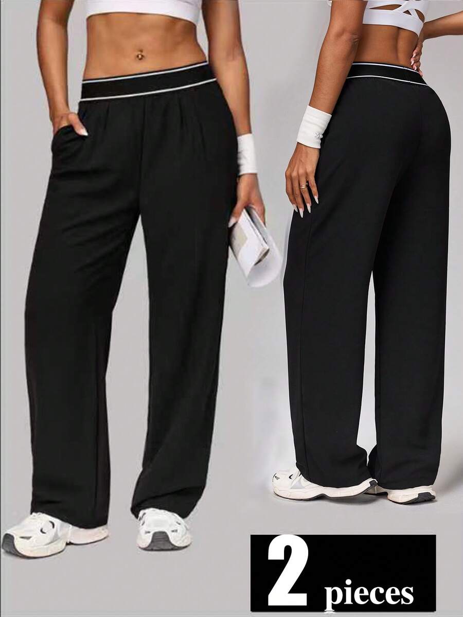 Easithlete 2Pcs Women's Casual Sports Pants Track Pants For Women Baggy Track Pants Jogging Pants For Women Sweatpants Baggy Gym Clothes