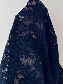 Calvaya New Arrival High-End Sweet & Spicy Hollow-Out Lace Top - Navy Blue - View 7