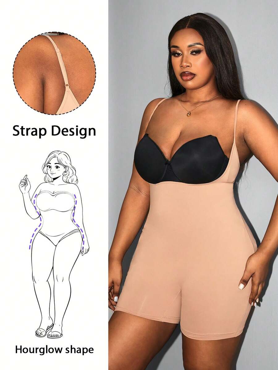 Hourglow Plus Size Women's Basic Seamless Jumpsuit - Apricot - View 1