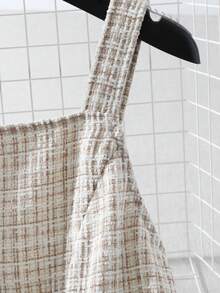 Franclia 优雅粗花呢格子吊带连衣裙 - 卡其色 - 查看 4