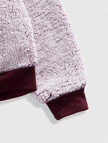 ROMWE MEN Casual Sudadera con capucha con cremallera de forro polar gris-púrpura para hombre, otoño/invierno - Morado - Ver 4