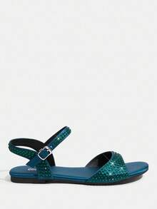 CUCCOO TILAWA Casual Minimalist Versatile Daily Wear Women Flat Sandals Valentine's Day - Olive Green - View 2