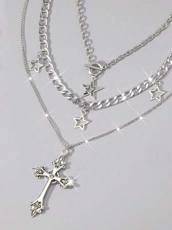 Goth 3 pezzi Set di collane stile gotico con perline nere, cuore rosso e croce rossa, regalo di Ognissanti