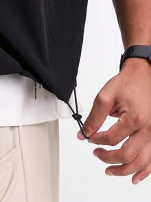 Men's Letter Print Zip Front Jacket Vest - Black - View 3