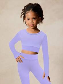 Komplet odzieży sportowej dla młodych dziewcząt, bardzo elastyczny, z długim rękawem, z krzyżowym wzorem na plecach, z wycięciami na plecach, na powrót do szkoły, na co dzień