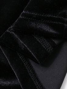 FRIFUL 女士常规领修身蕾丝荷叶边天鹅绒连衣裙 - 黑色 - 查看 3