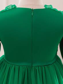 Glamorique Kids 女童荷叶边薄纱蝴蝶结装饰连衣裙，可爱 3 岁生日派对连衣裙，适合花童婚礼场合