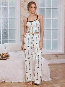 CottageSlumber Bộ đồ ngủ nữ ôm sát họa tiết bướm dây mảnh - trắng - Xem 6