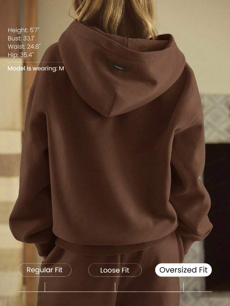 Heavyweight Fleece Oversized Hoodie Sweatshirt Pocket Thick Thermal Warm Winter