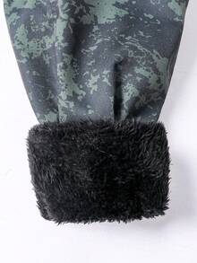 1pc Teen Boys Camouflage Print Casual Hooded Fleece Lined Windbreaker Jacket, Suitable For Daily Casual Wear In Winter