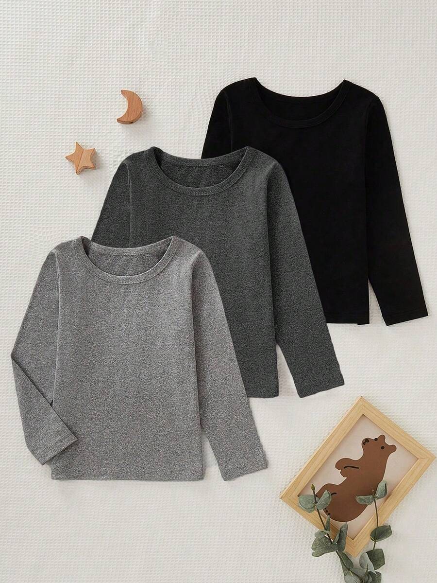SHEIN 3件套男童保暖内衣长袖打底套装