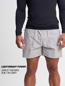 ARC Activewear Performance Shorts Running Basketball Quick Dry Fitness Gym Workout Training Training Shorts - Light Grey - View 1