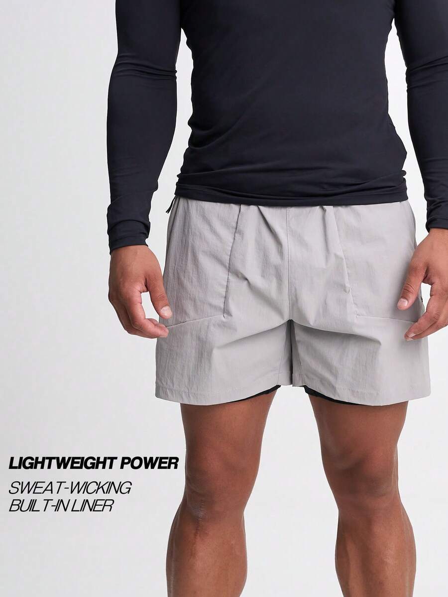 ARC Activewear Performance Shorts Running Basketball Quick Dry Fitness Gym Workout Training Training Shorts - Light Grey - View 1