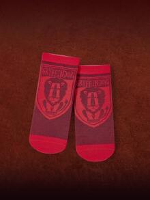 HARRY POTTER X SHEIN 1 paire de chaussettes mode pour chevilles avec motif de lettres rouges pour femmes - Rouge - Voir 1